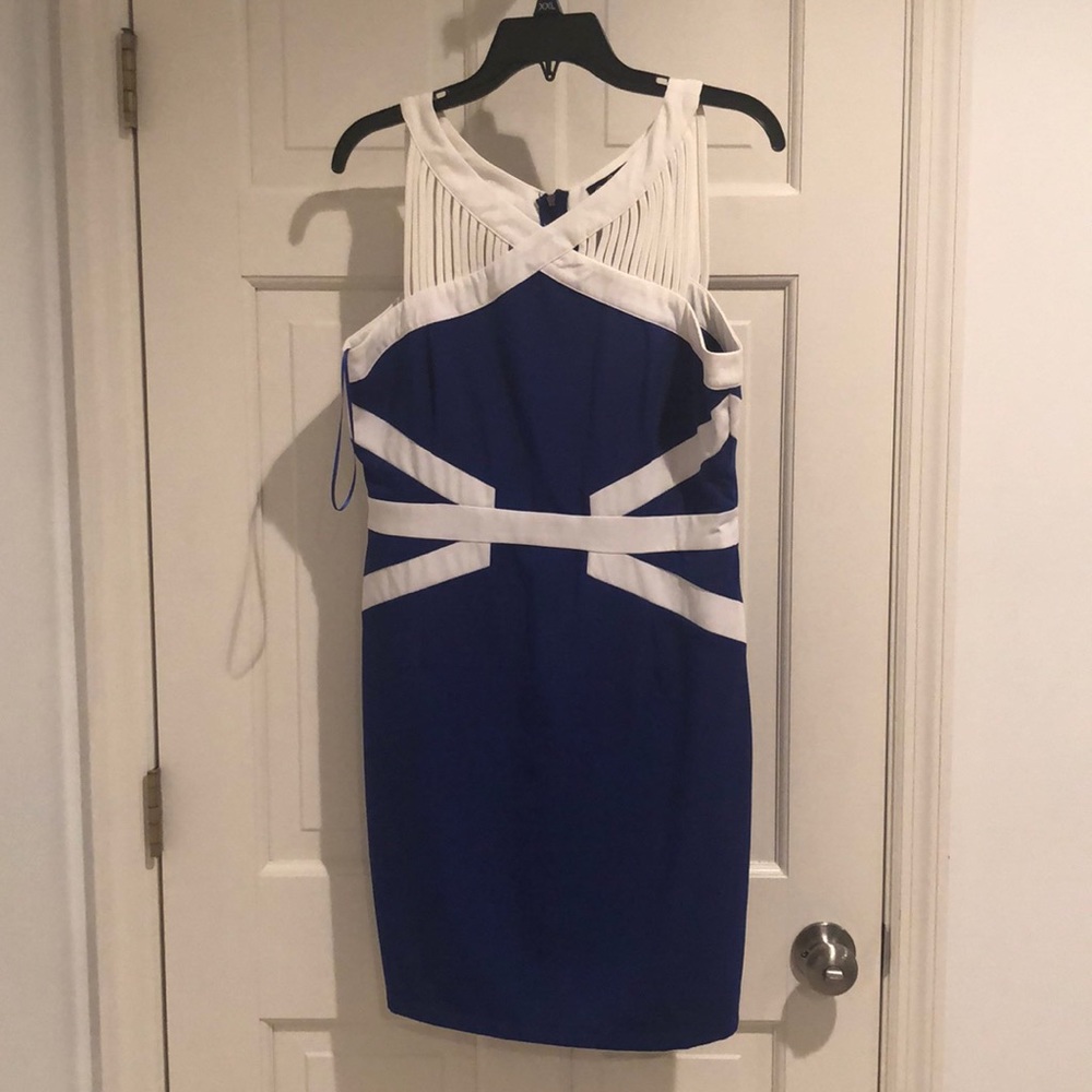 Blue and white dress